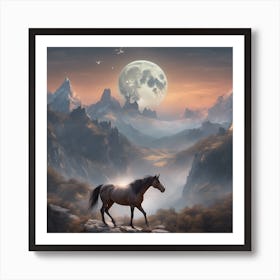 Horse In The Mountains Art Print