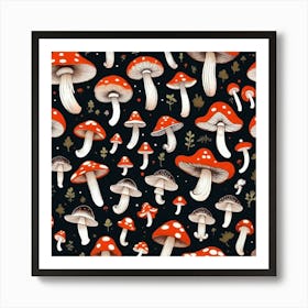 Seamless Pattern With Mushrooms 14 Art Print