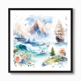 Sea collage Art Print