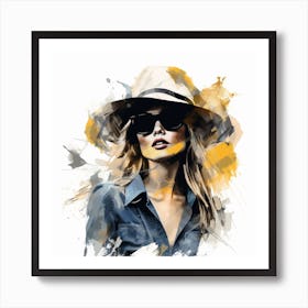 Fashion Girl In A Hat Art Print