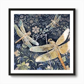 Dragonflies -Golden Art Print