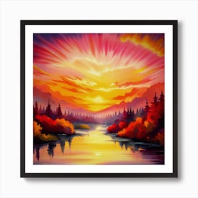 Fall Forest Sunset Art Print