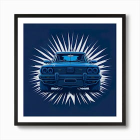 Car Blue Artwork Of Graphic Design Flat (53) Art Print