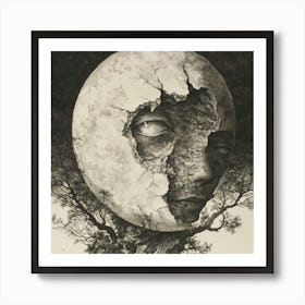 Moon In The Tree Art Print