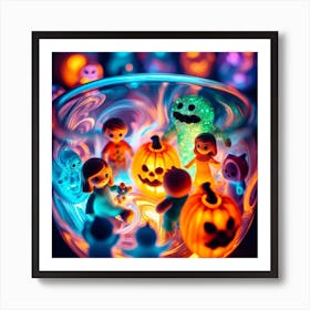 Halloween Ghosts In A Glass Art Print