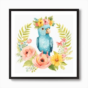 Floral Baby Parrot Nursery Illustration (25) Art Print