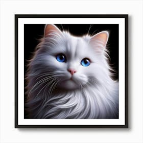 White Cat With Blue Eyes 4 Art Print