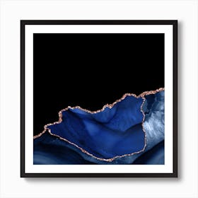 Navy & Rose Gold Agate Texture 06 Art Print