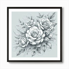 Pencil Sketch of a Bouquet Art Print