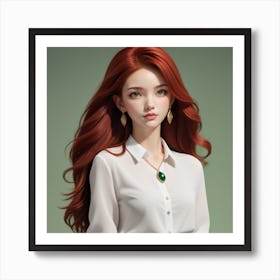 Asian Woman With Red Hair Poster