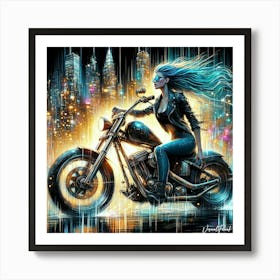 Neon Bike Rider Art Print