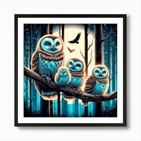 Owls In The Woods Art Print