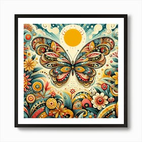 Decorative Floral Butterfly Abstract II Art Print