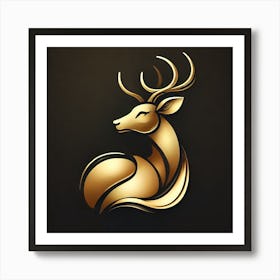 Gold Deer Logo Art Print