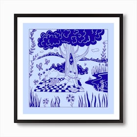 Frog Picnic Square Art Print