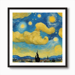 The Starry Night, Vincent Van Gogh Art Print by Fy! Classic Art