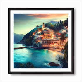 Sunset In Cinque Terre Art Print