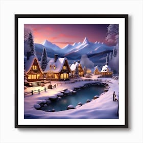 Winter Village Art Print