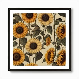 Default Default Retro Vintage Sunflower For Defferent Seasons 1 (2) Art Print