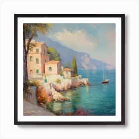 Sun-Kissed Horizons: Impressionist Tranquility in Italy Art Print