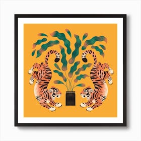 Tiger Tiwns In Marigold Square Art Print