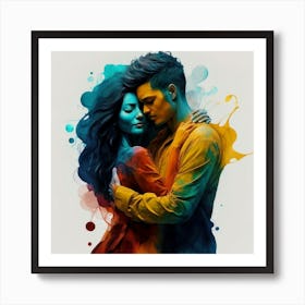 Couple Hugging 9 Art Print