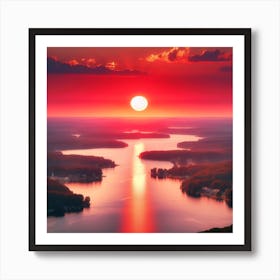 Sunset Over Lake Art Print