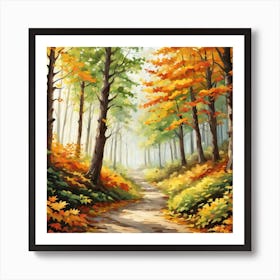 Forest In Autumn In Minimalist Style Square Composition 318 Art Print