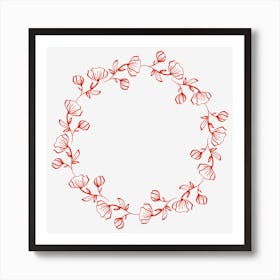 Red Flower Wreath Art Print