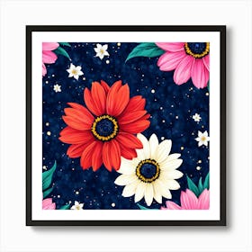 Seamless Pattern With Flowers 1 Art Print