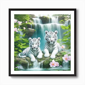 White Tigers Art Print