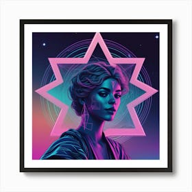 Girl With A Star Art Print