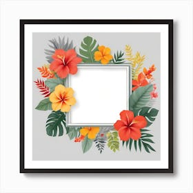 Frame With Tropical Flowers 4 Art Print