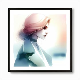 Portrait Of A Girl With Pink Hair Art Print