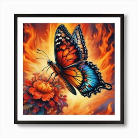 Butterfly On Fire Art Print