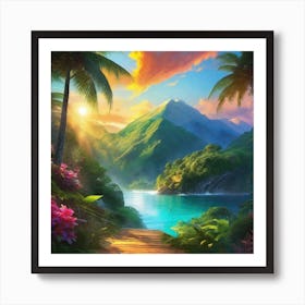 Sunset In The Jungle Art Print