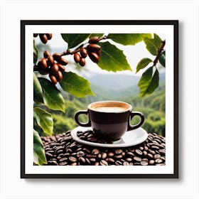 Coffee Beans On A Table Art Print