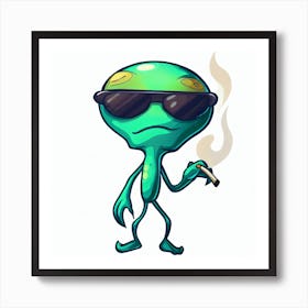 Alien Smoking A Cigarette Art Print