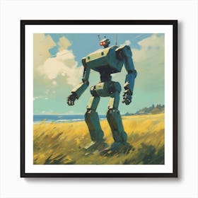 Robot In The Grass Art Print