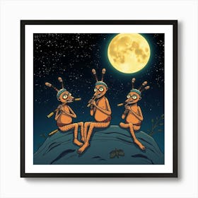 Owls In The Moonlight Art Print