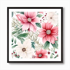 Watercolor Floral Pattern Art Print