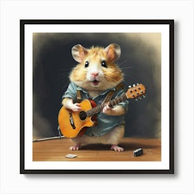 Hamster Playing Guitar 2 Art Print