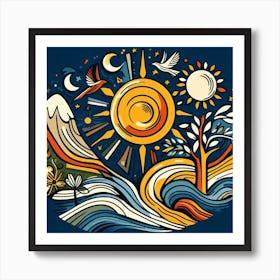 Sun And Mountains Art Print