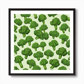 Seamless Pattern Of Broccoli 2 Art Print
