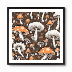 Seamless Pattern With Mushrooms 2 Art Print