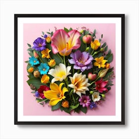 Watercolor paper flowers 13 Art Print