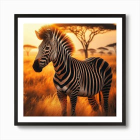 Zebra In The Savannah 1 Art Print