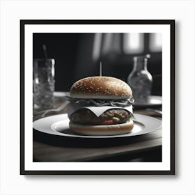 Burger On A Plate 33 Art Print