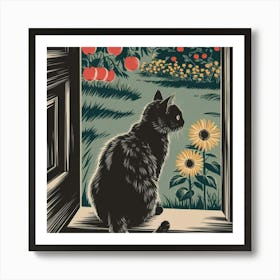 Cat In The Garden 2 Art Print