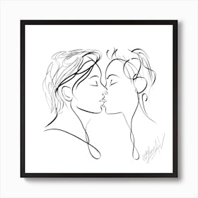 Get Lost In Kisses, One Line Drawing Art Print